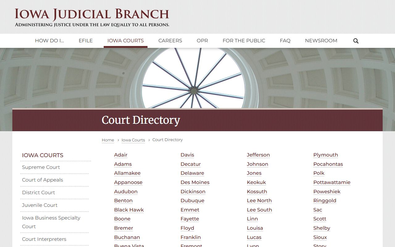 Iowa Court Directory for locating Polk County public records offices