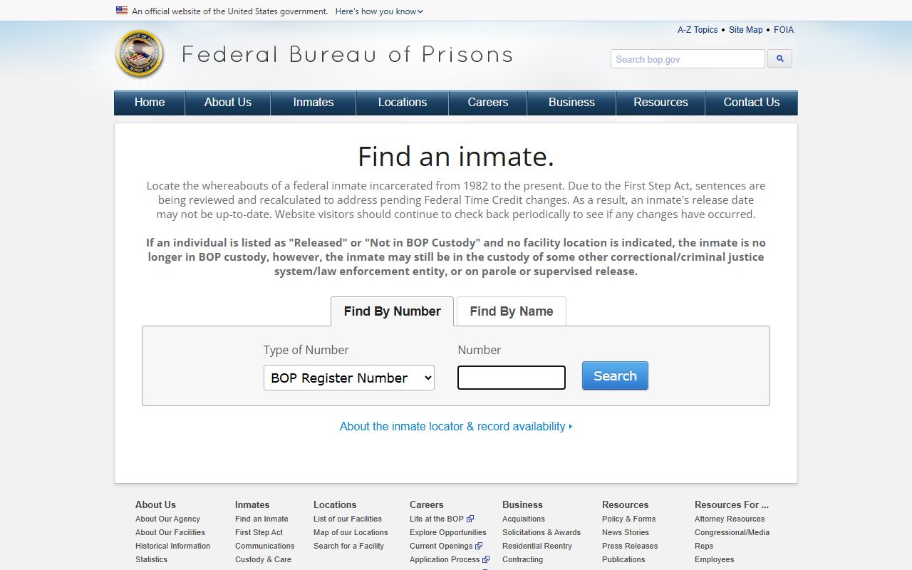 Federal Bureau of Prisons inmate locator for cases outside Polk County jail